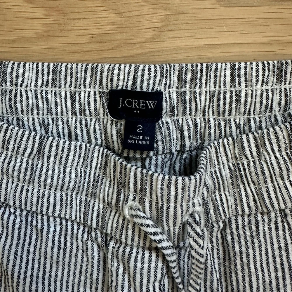 J Crew Linen/Cotton Drawstring Stripe Pants